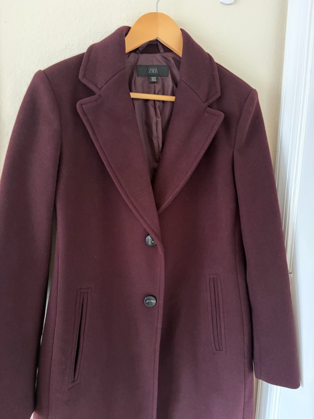Zara Women's Tailored Trench Coat in Deep Wine